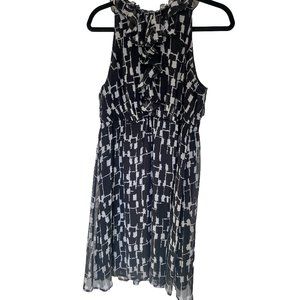 Merona Black & White Ruffle Lined Cocktail Dress - Size Large